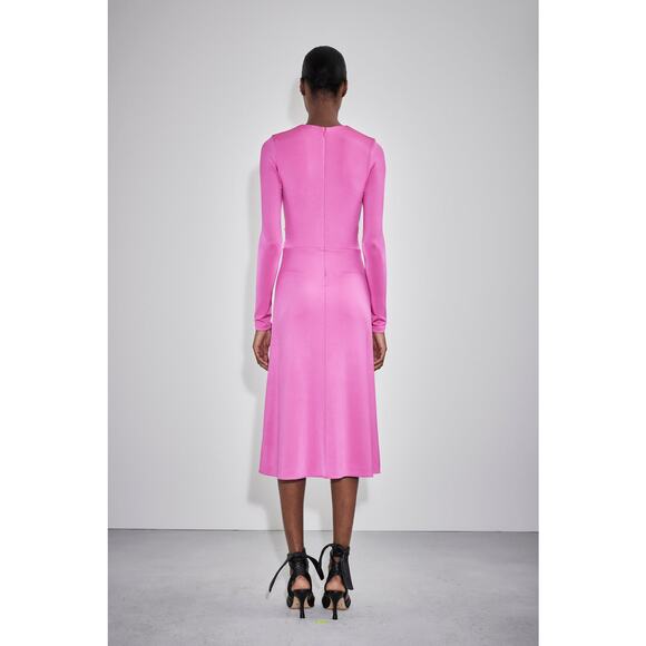 Et Ochs Keasha Magenta Stretch Ruched Jersey Midi Dress Women’s Size 6 - Picture 2 of 13